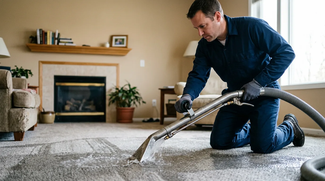 Water damage restoration technician working near West Baldwin, ME